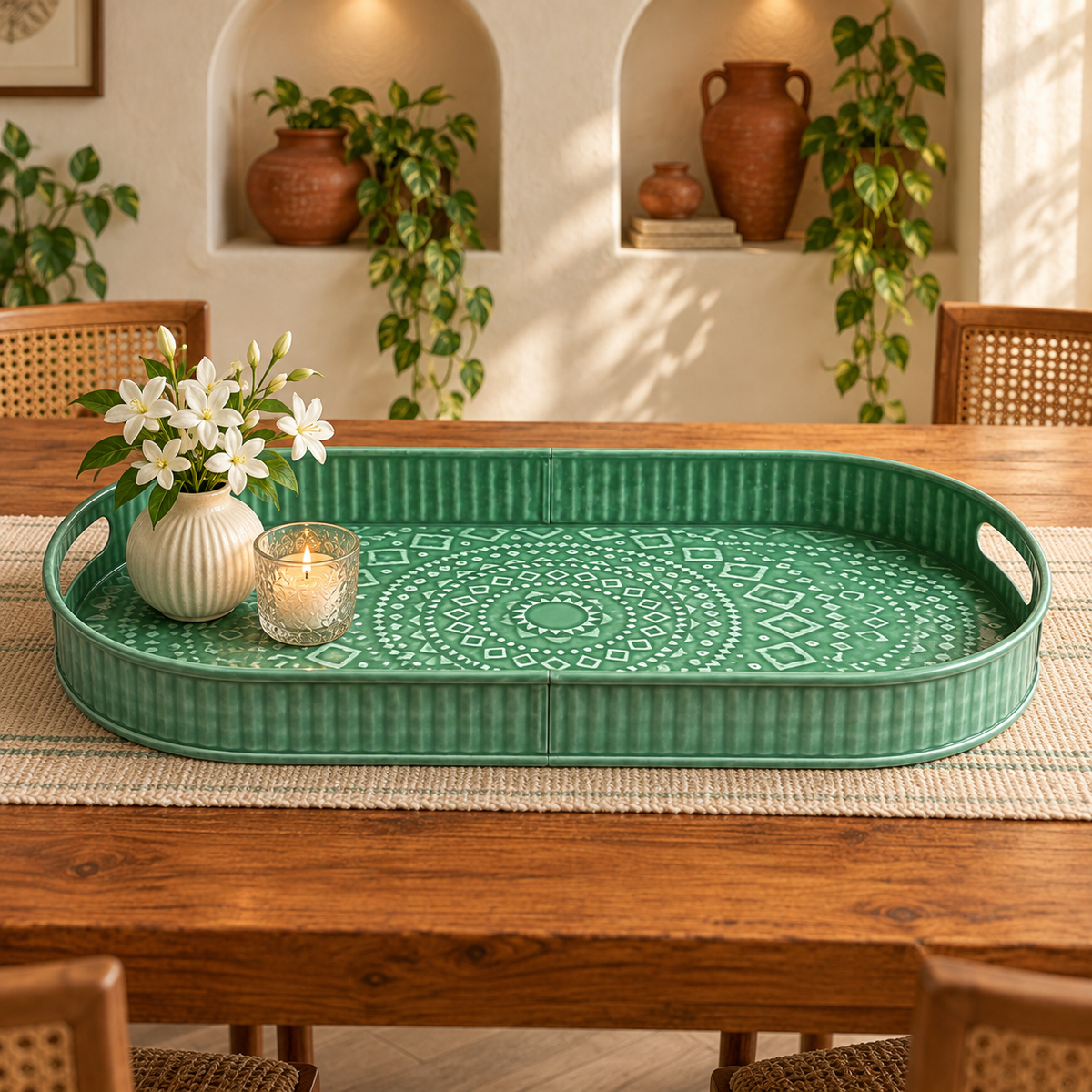 Large Green Serving Tray