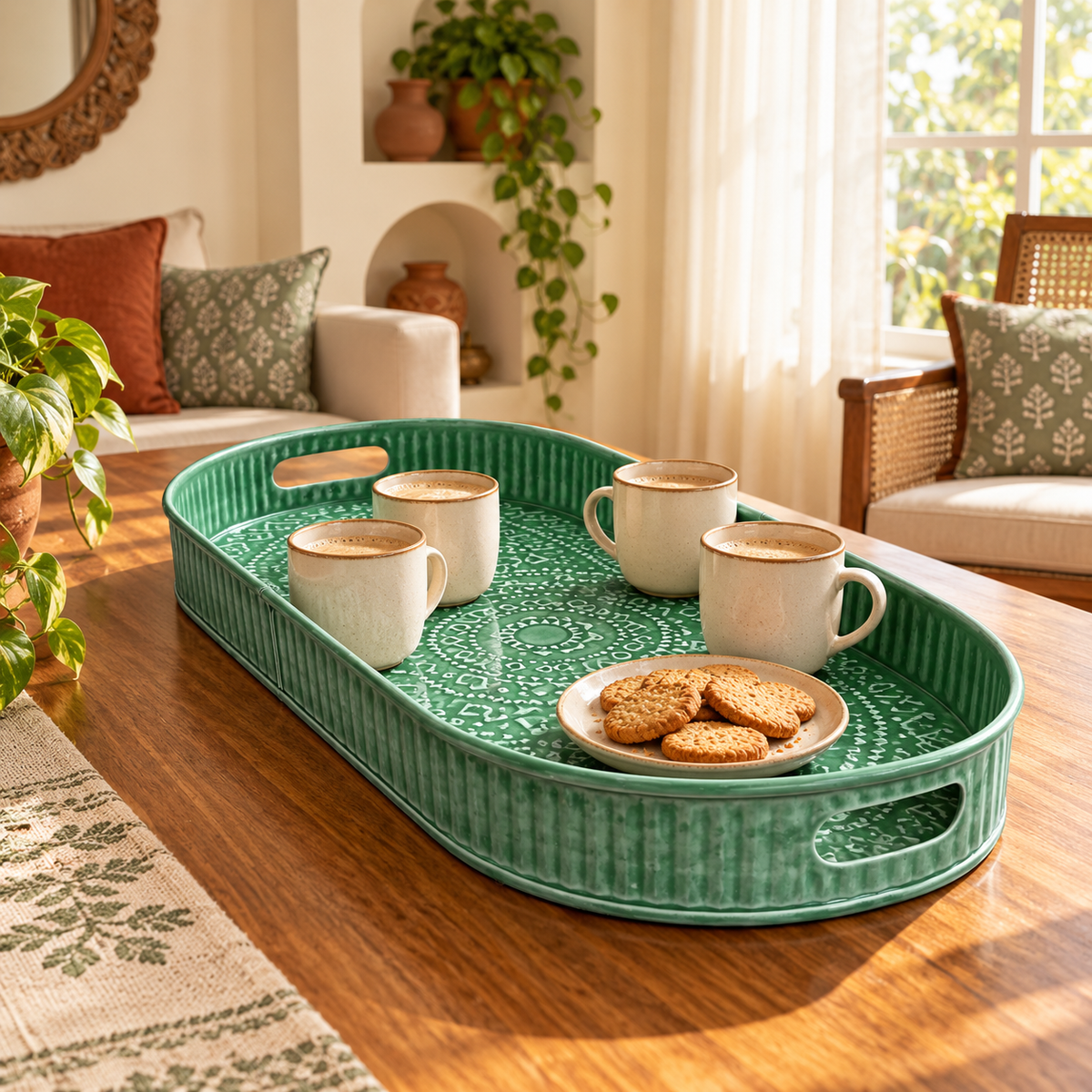 Large Green Serving Tray