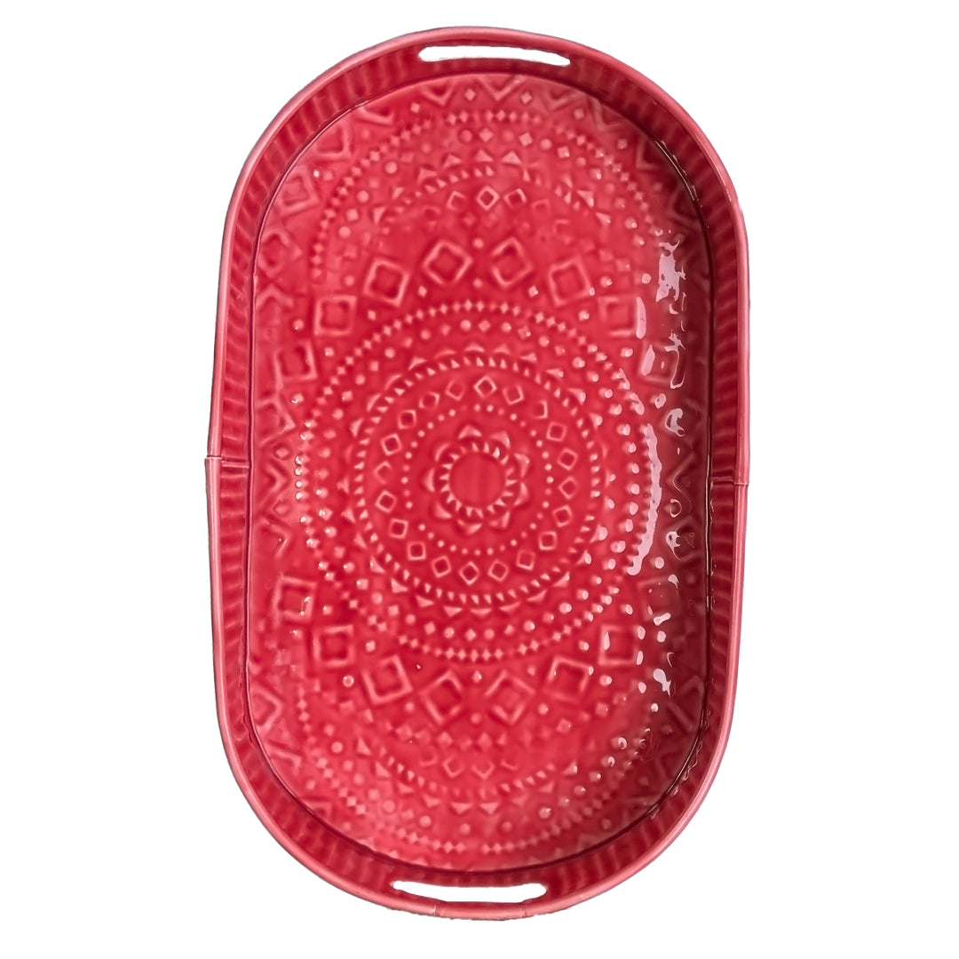 Large Red Serving Tray | Casa Kriti