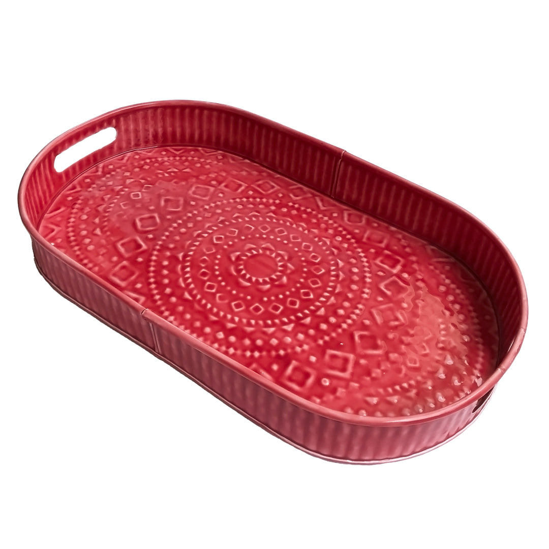 Large Red Serving Tray | Casa Kriti