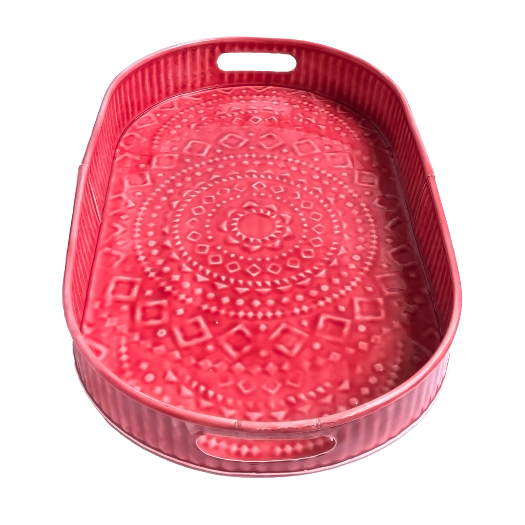 Large Red Serving Tray | Casa Kriti
