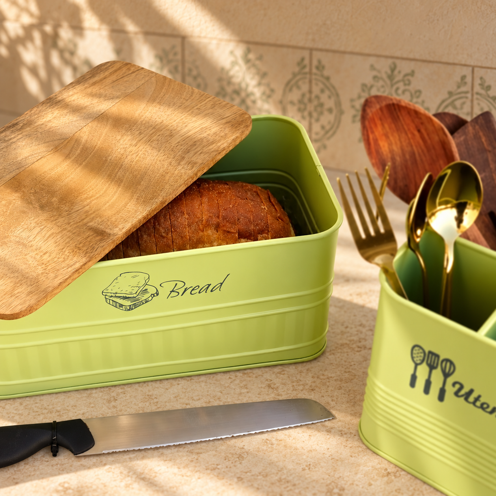 Matte Green Bread Box