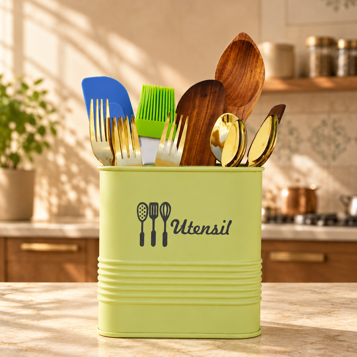 Matte Green Utensil Jar