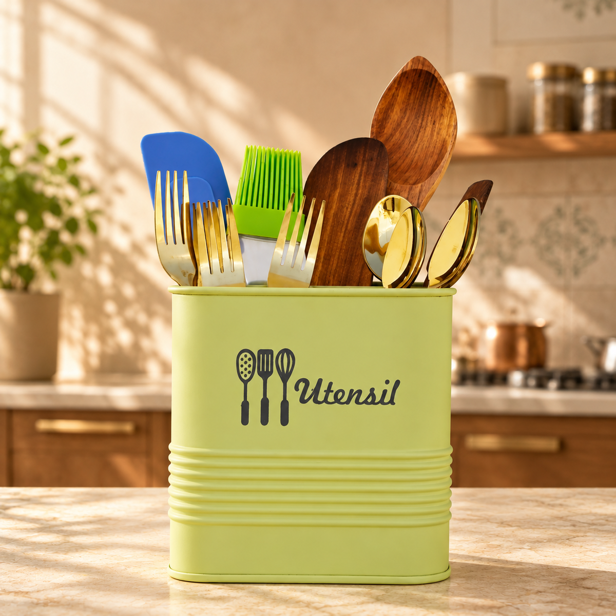 Matte Green Utensil Jar