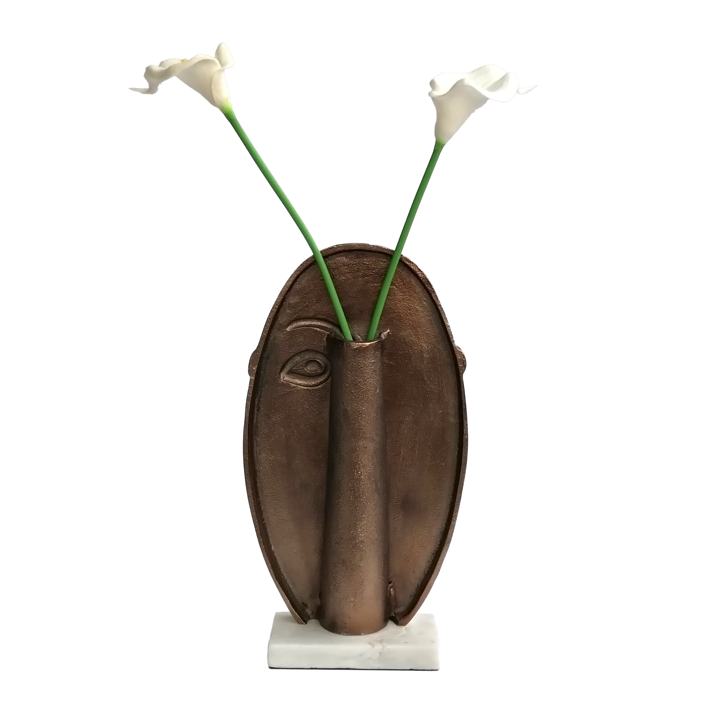 Minimalist Copper Face Figurine with Marble Base | Casa Kriti