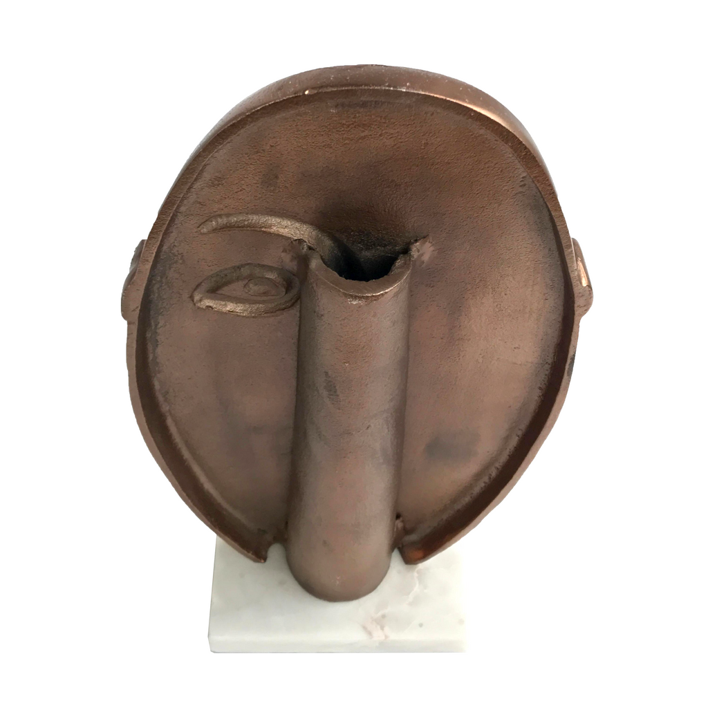 Minimalist Copper Face Figurine with Marble Base | Casa Kriti