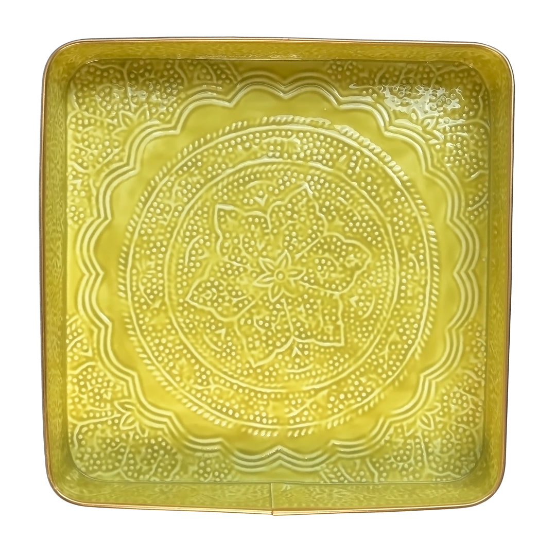 Neon Yellow Square Serving Tray | Casa Kriti