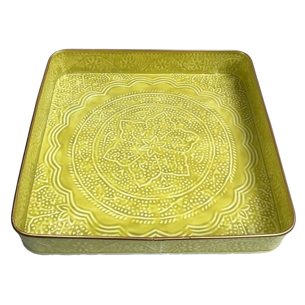 Neon Yellow Square Serving Tray | Casa Kriti
