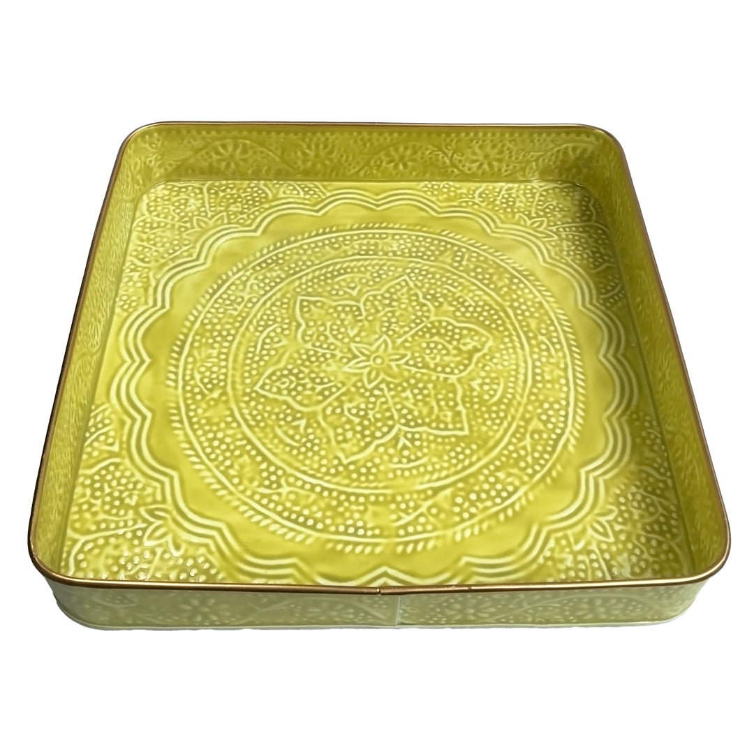Neon Yellow Square Serving Tray | Casa Kriti