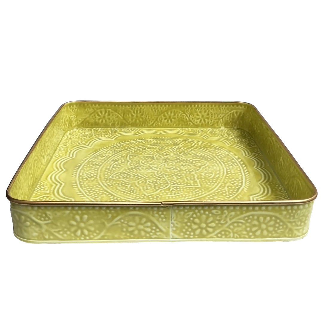 Neon Yellow Square Serving Tray | Casa Kriti