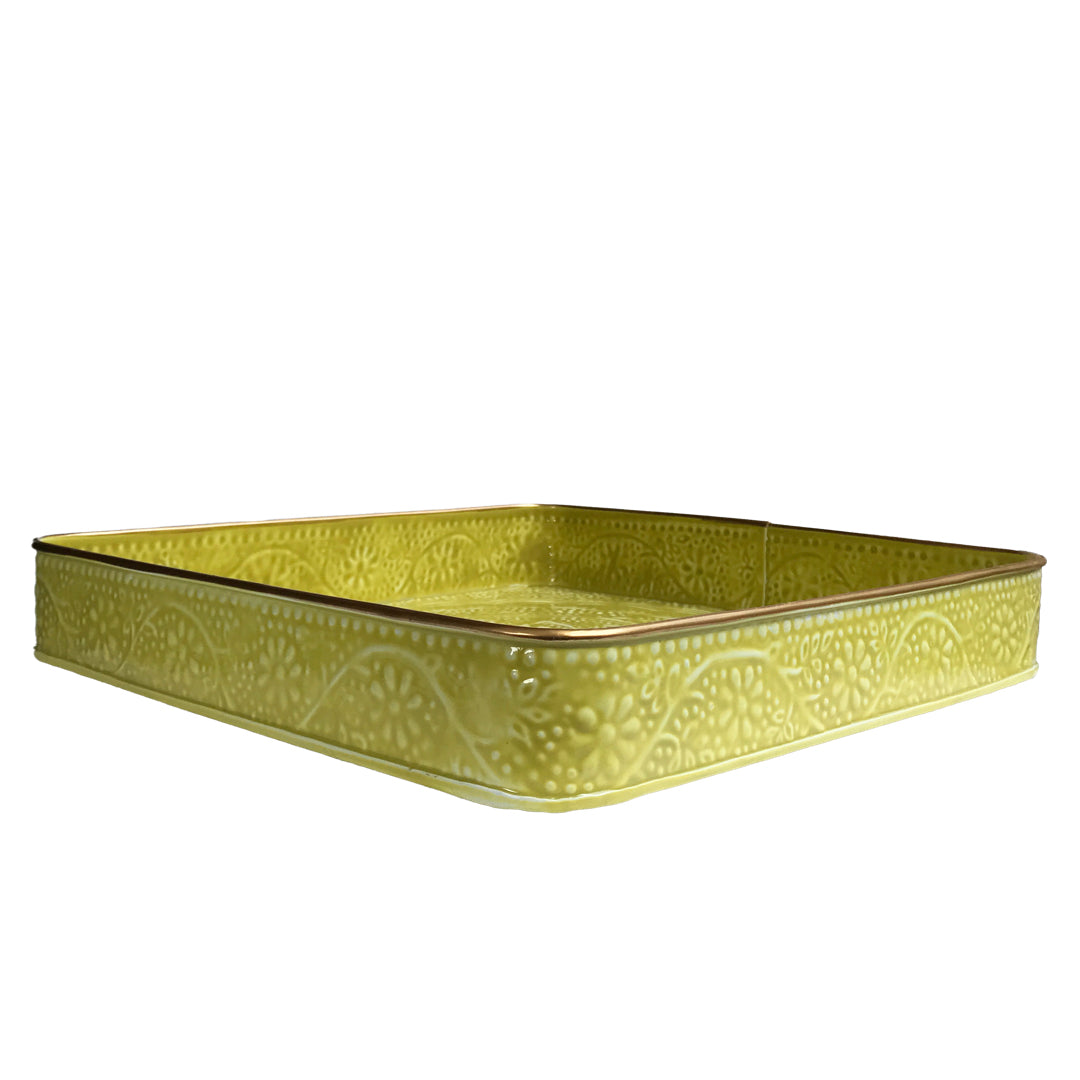 Neon Yellow Square Serving Tray | Casa Kriti