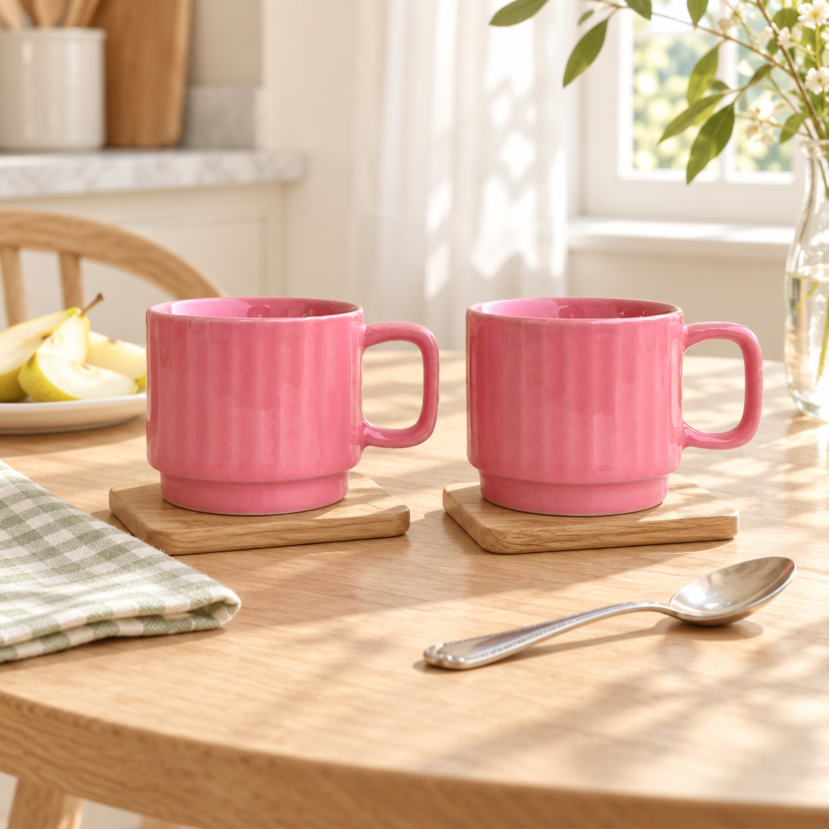 Pink Ceramic Cups Pair