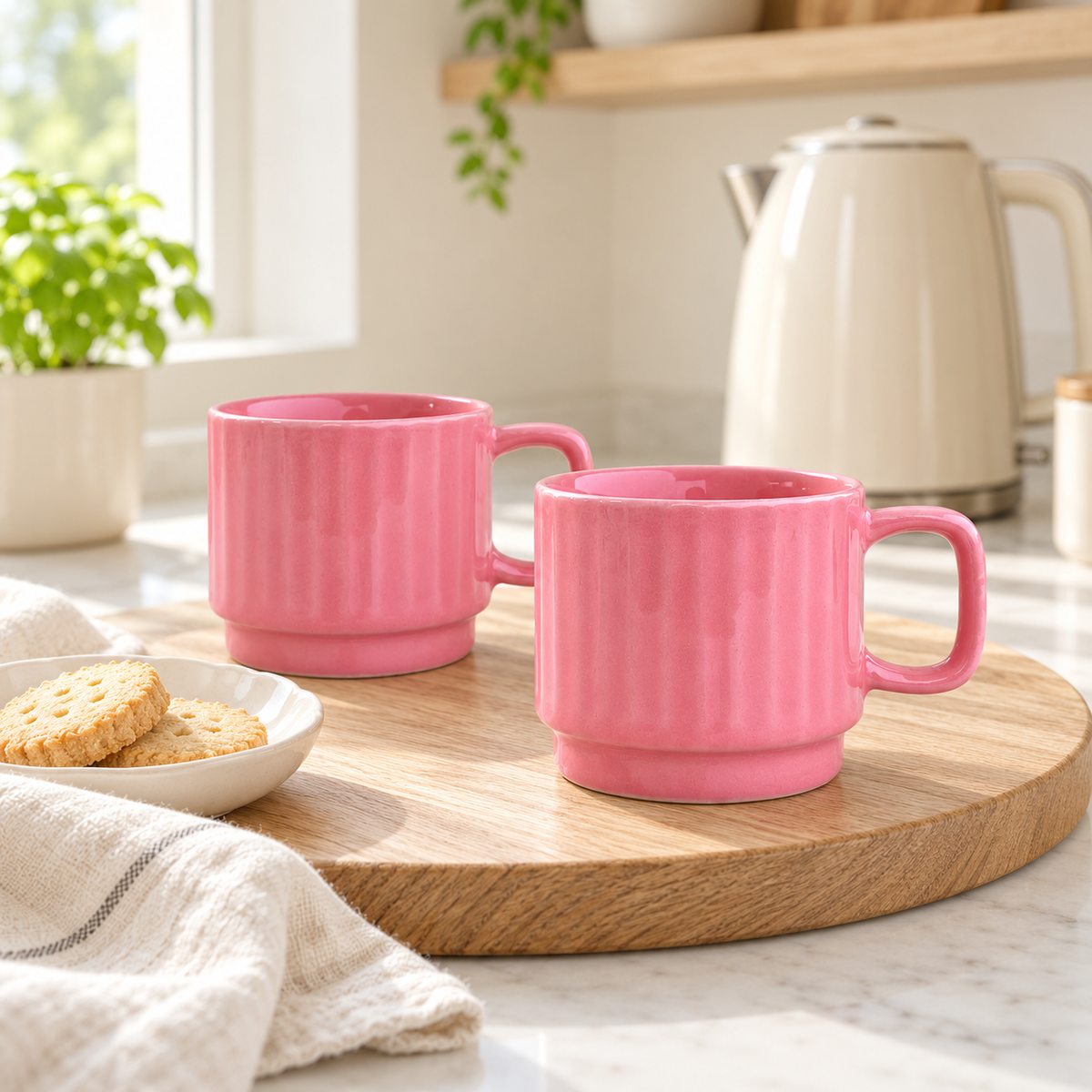 Pink Ceramic Cups Pair