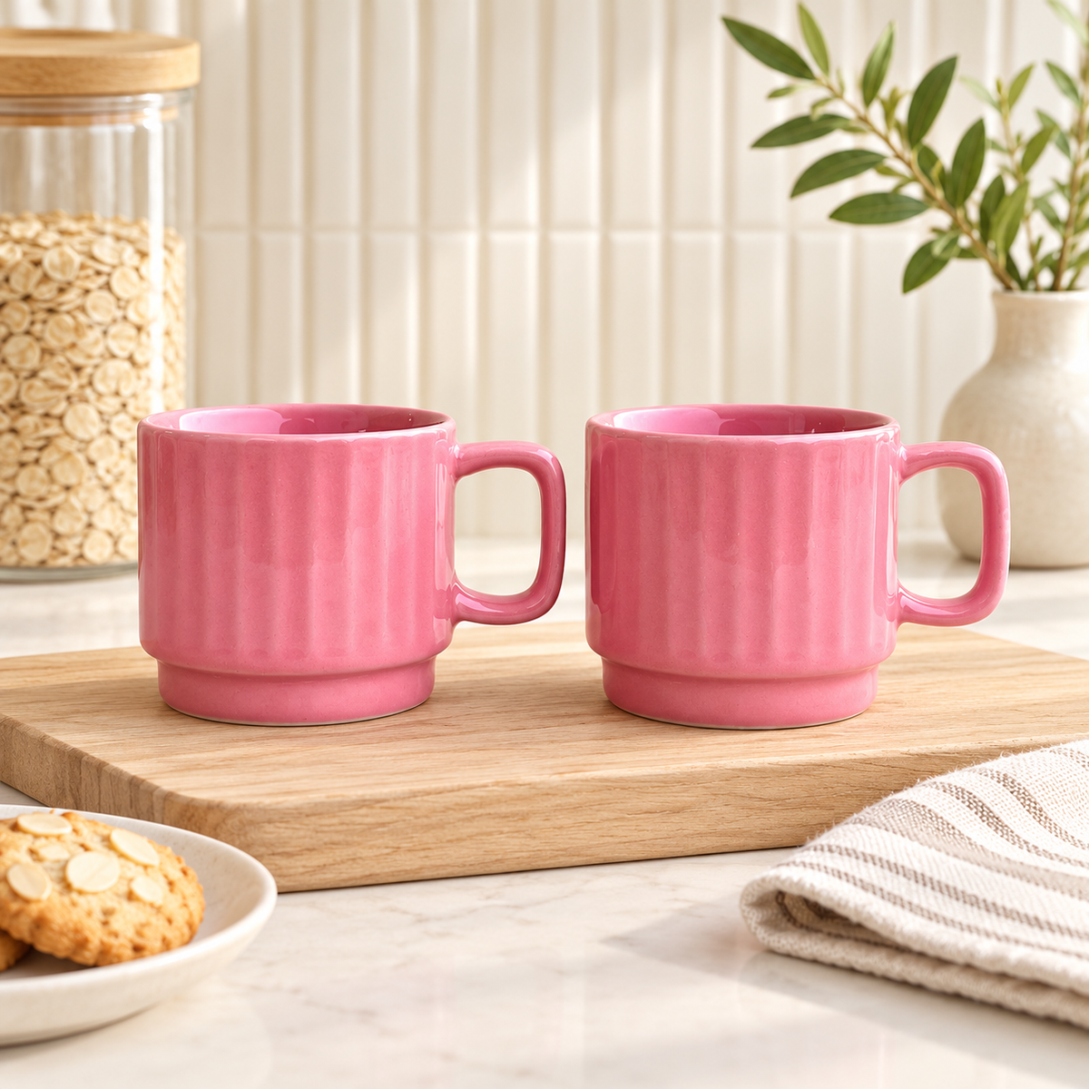 Pink Ceramic Cups Pair
