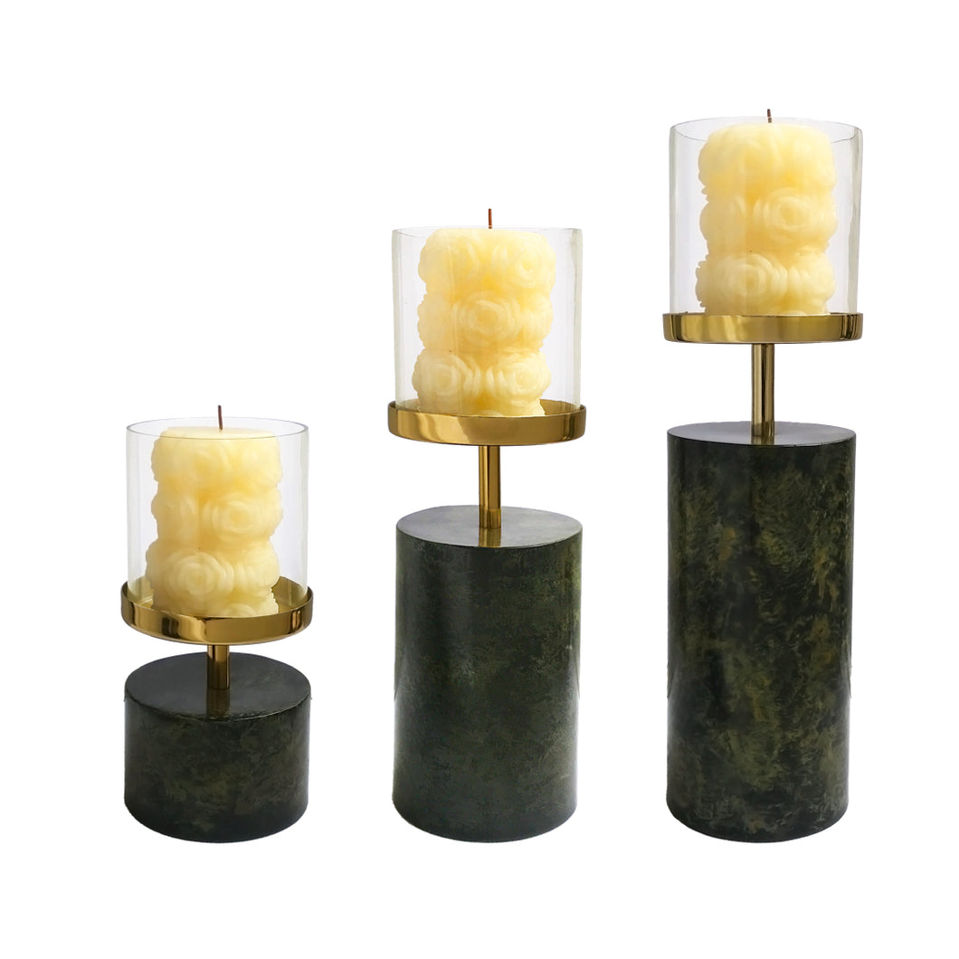Platina Pillar Candle Holders Set of 3 | Casa Kriti