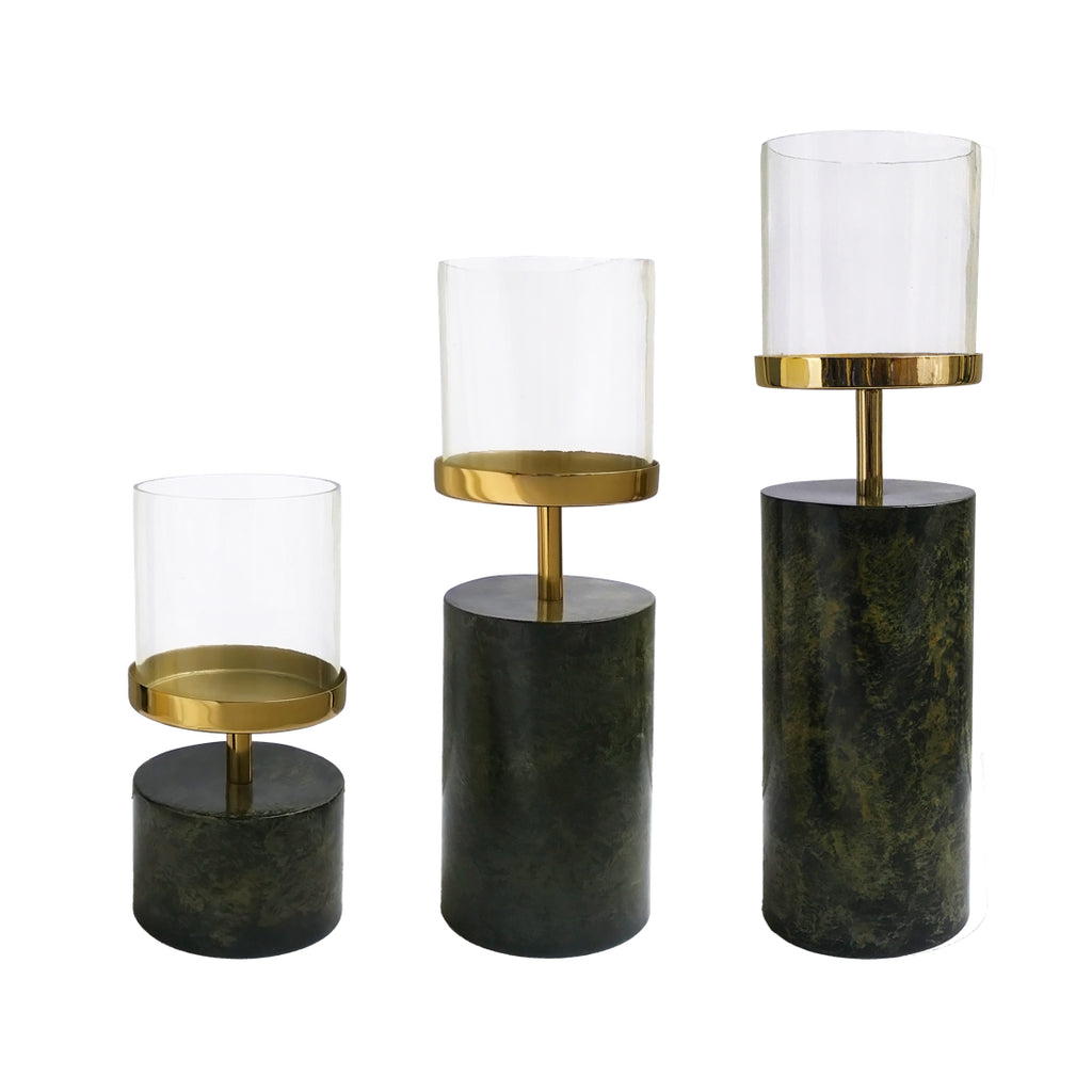 Platina Pillar Candle Holders Set of 3 | Casa Kriti