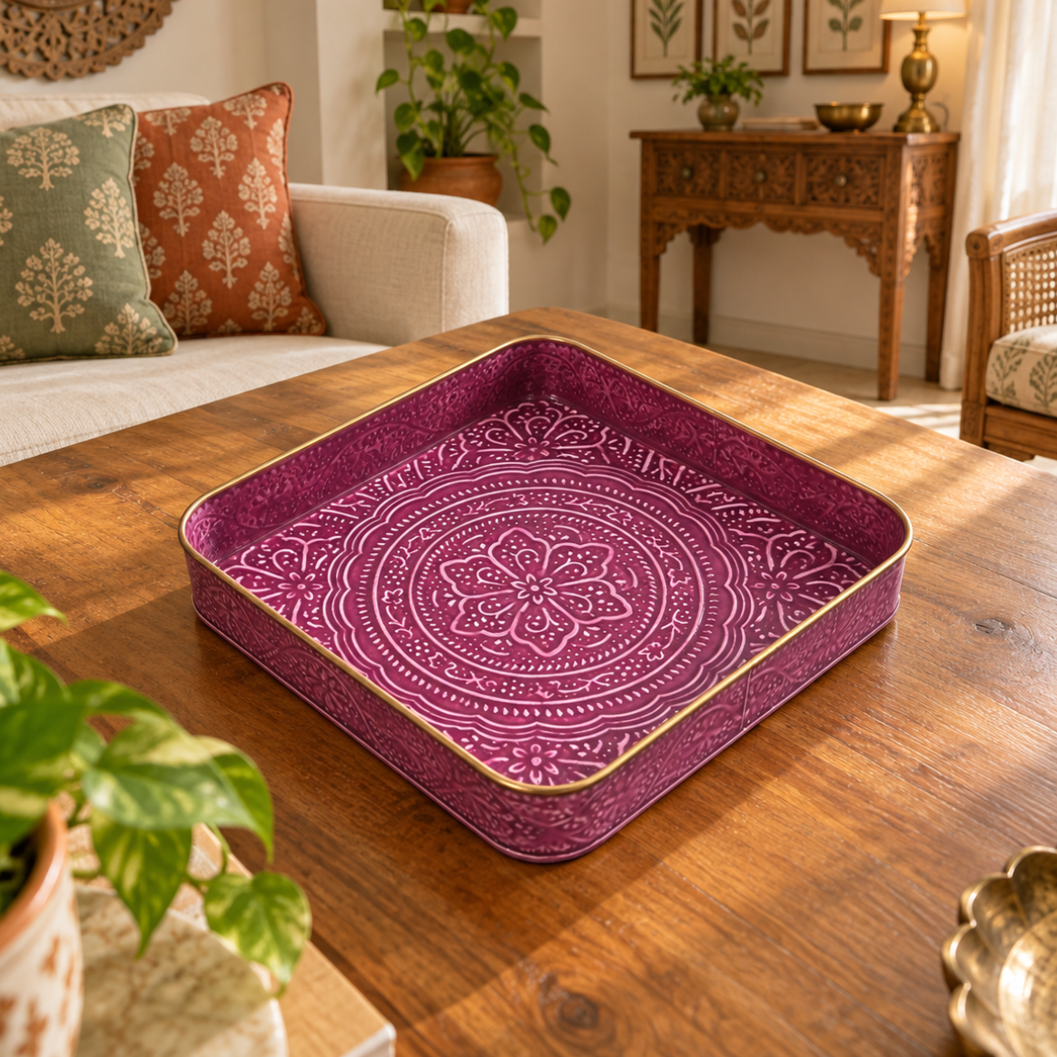 Purple Square Serving Tray