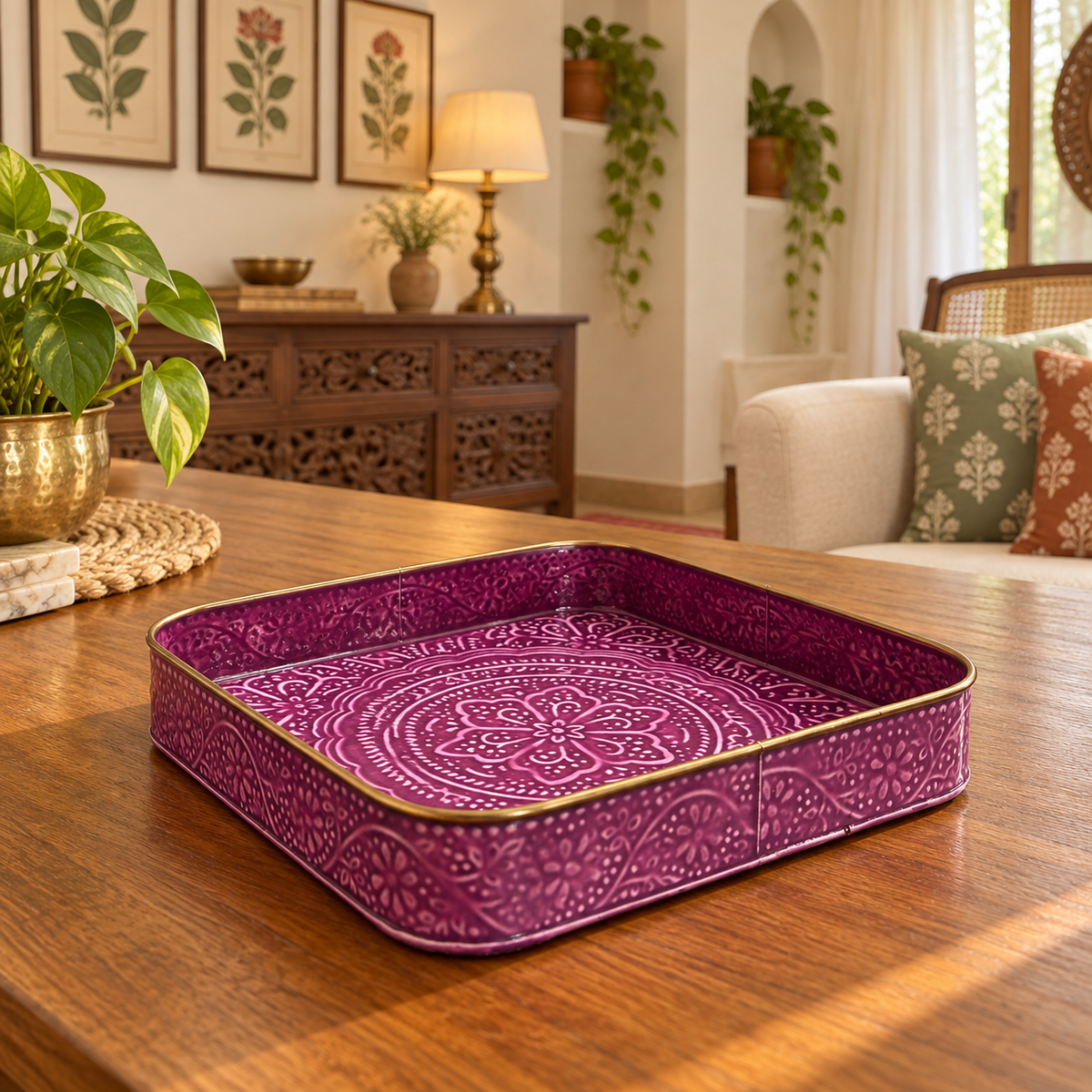 Purple Square Serving Tray