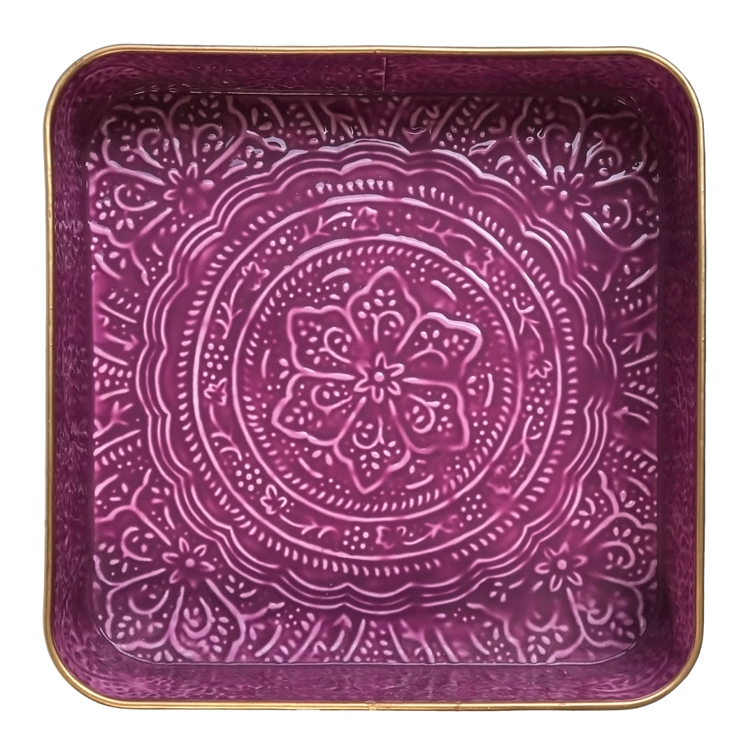 Purple Square Serving Tray | Casa Kriti