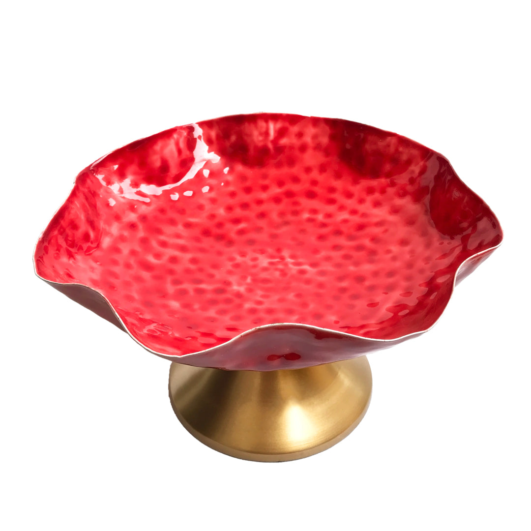 Red Hammered Aluminium Platter | Casa Kriti