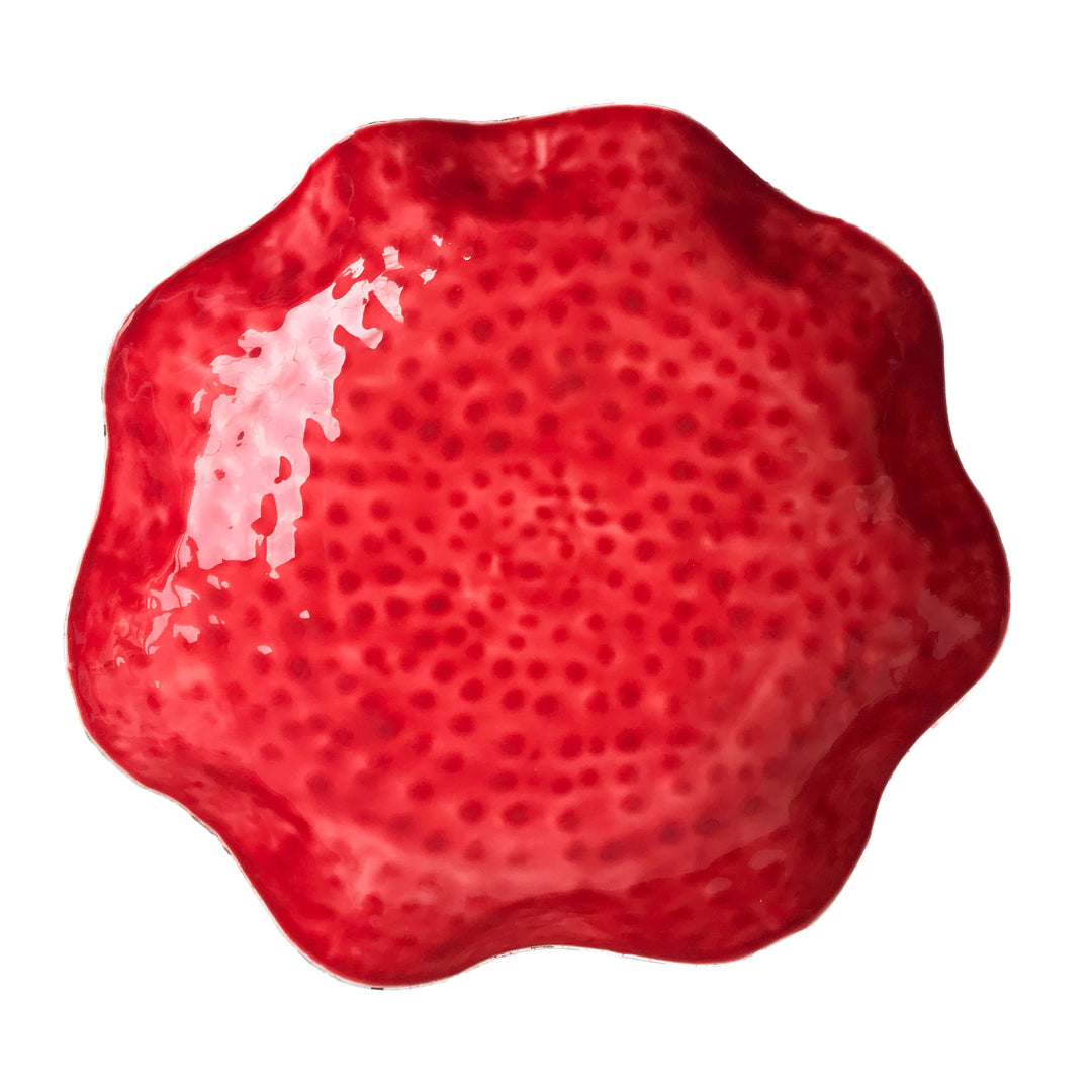Red Hammered Aluminium Platter | Casa Kriti