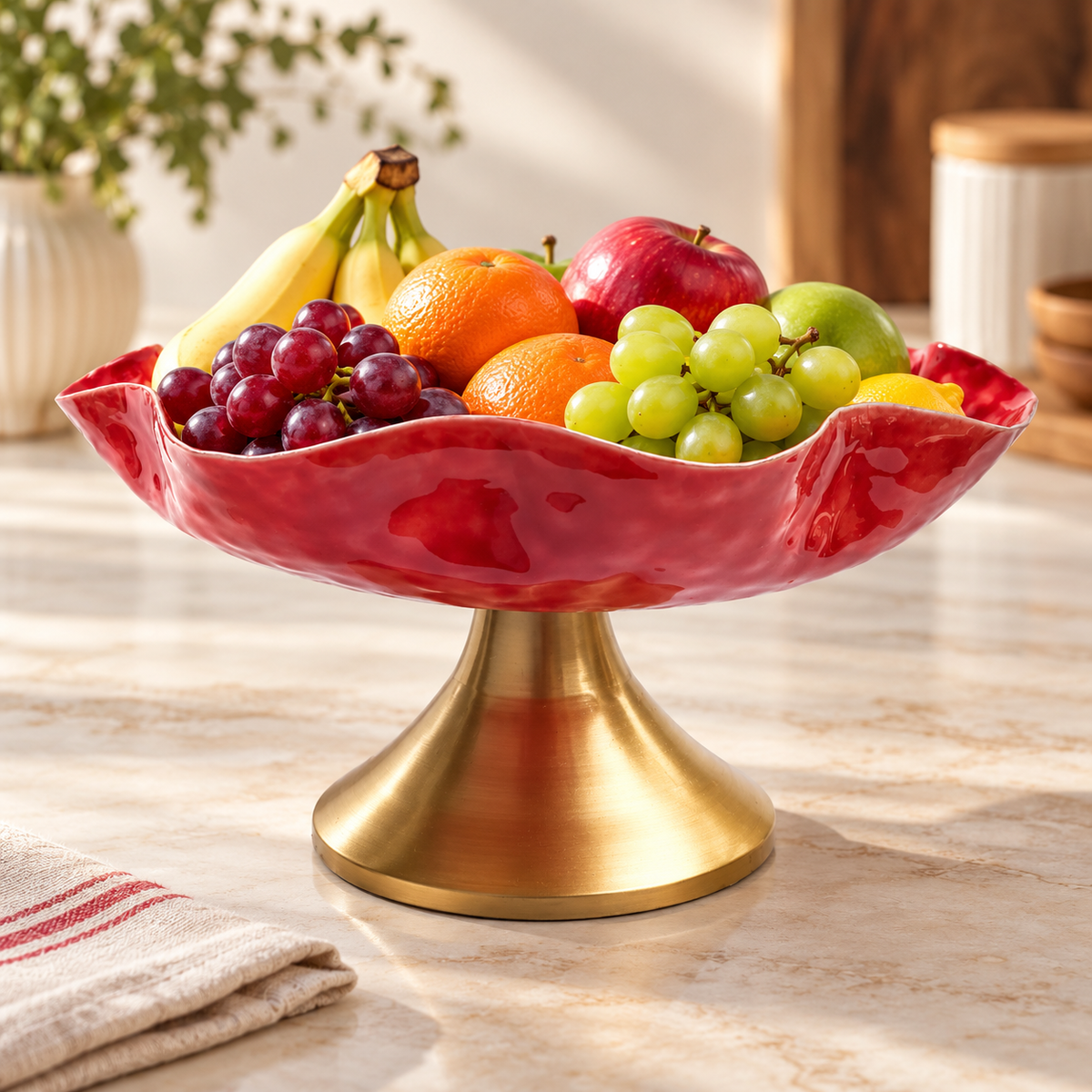 Red Hammered Aluminium Platter