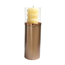 Load image into Gallery viewer, Rose Gold Pillar Candle Holders with Glass | Casa Kriti
