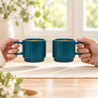 Teal Ceramic Cups Pair
