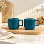 Teal Ceramic Cups Pair