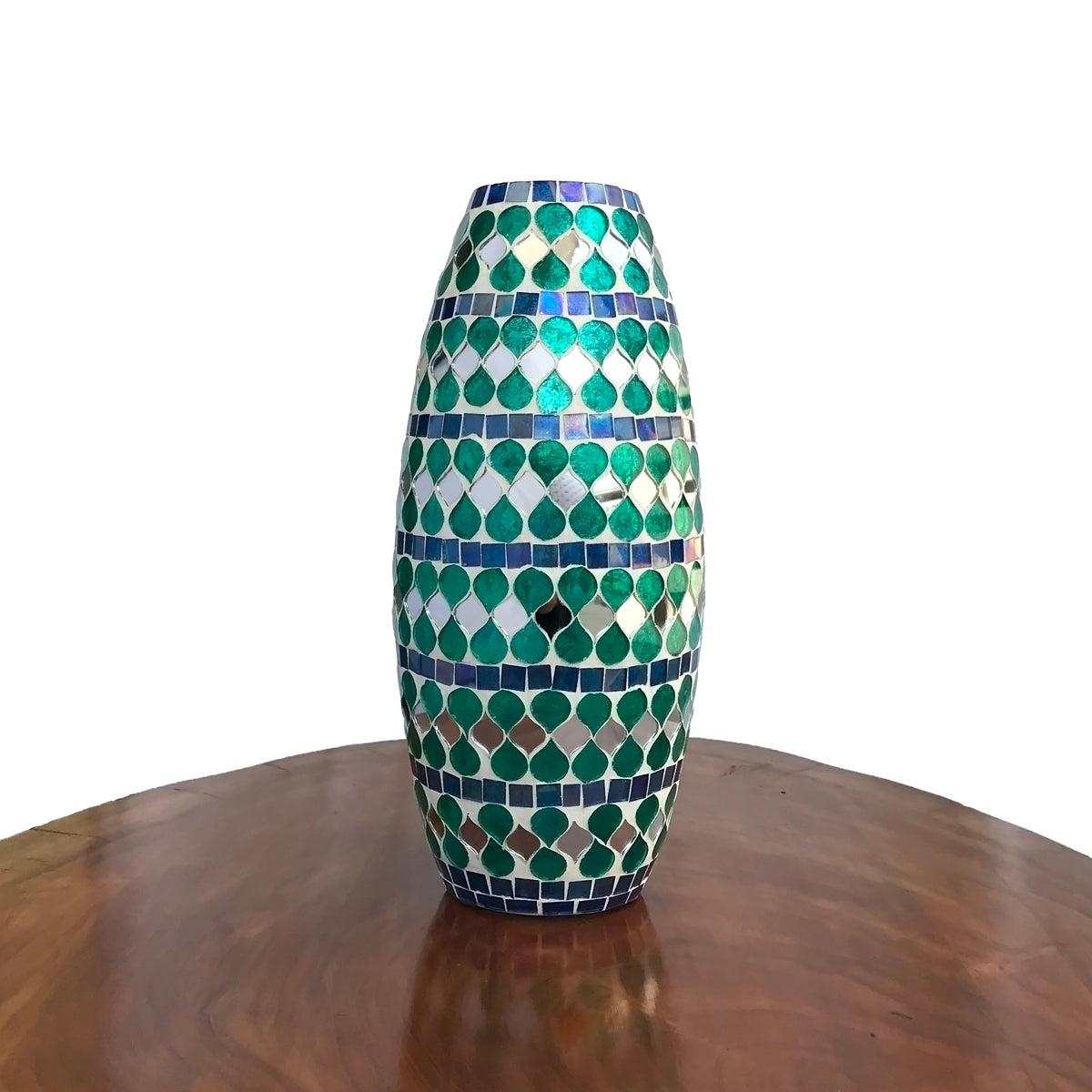 Teal Mirage Mosaic Glass Vase | Casa Kriti
