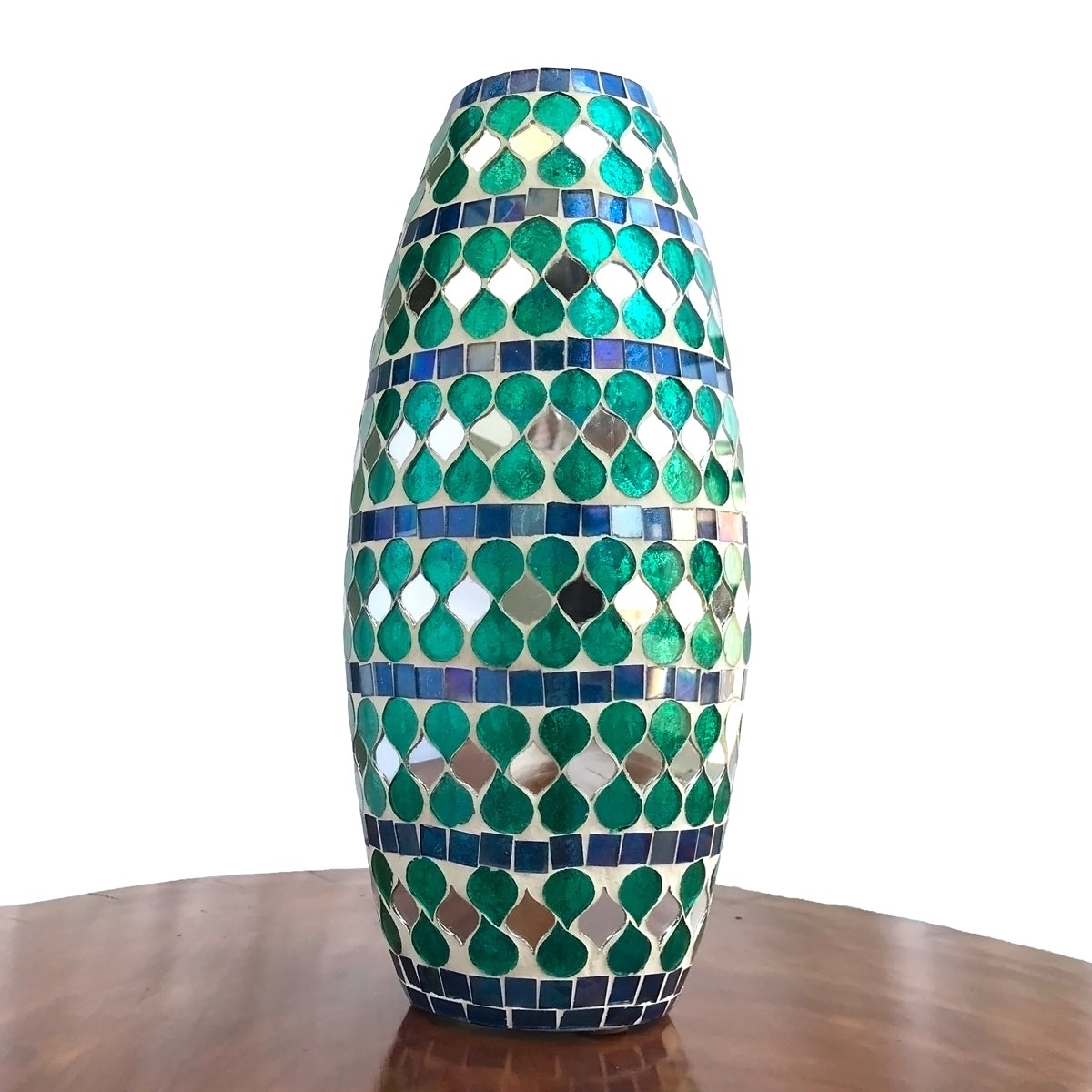 Teal Mirage Mosaic Glass Vase | Casa Kriti