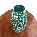 Teal Mirage Mosaic Glass Vase | Casa Kriti