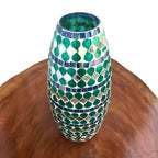Teal Mirage Mosaic Glass Vase | Casa Kriti