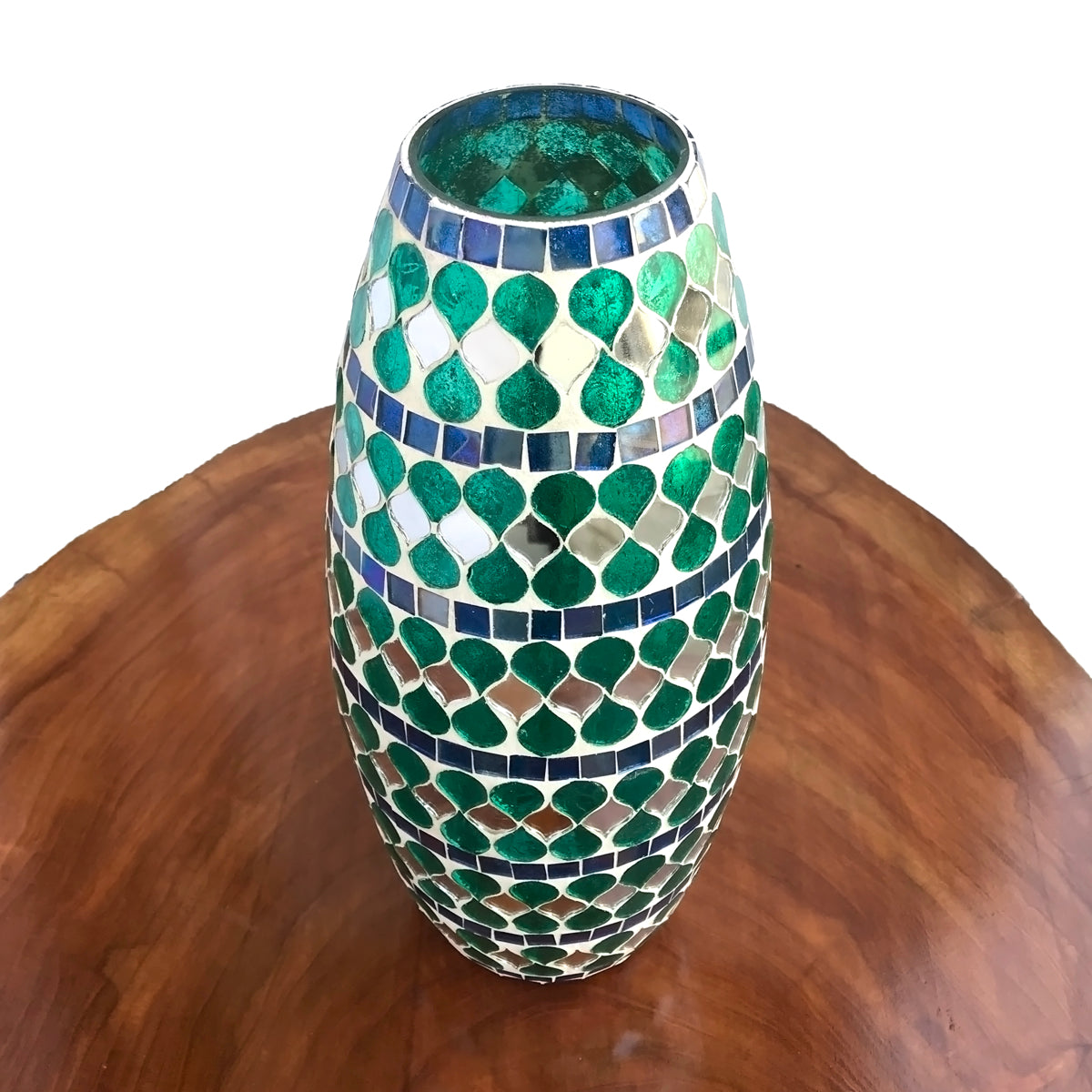 Teal Mirage Mosaic Glass Vase | Casa Kriti