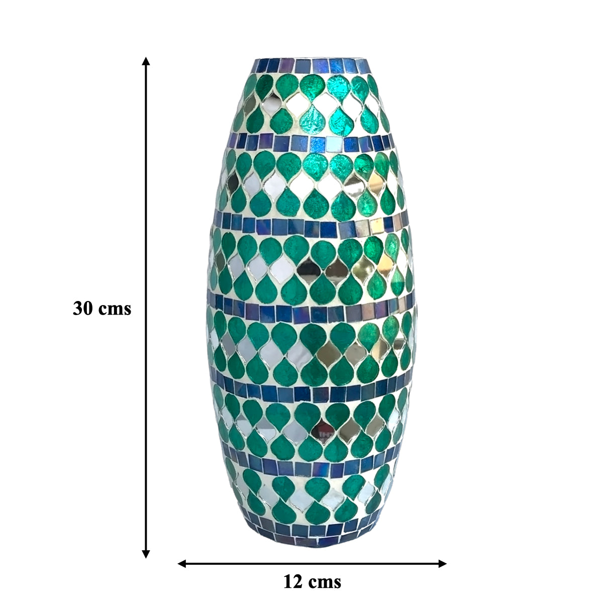 Teal Mirage Mosaic Glass Vase | Casa Kriti