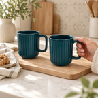 Teal Ceramic Coffee Mug Pair