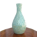 White Blue Wave Mosaic Glass Vase | Casa Kriti