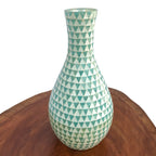 White Blue Wave Mosaic Glass Vase | Casa Kriti