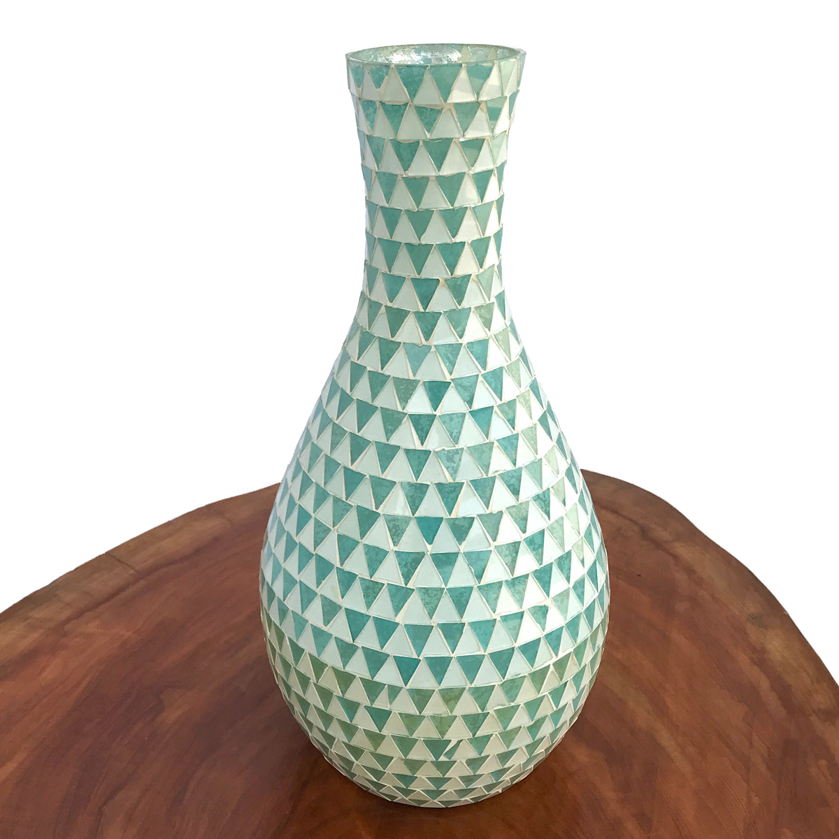White Blue Wave Mosaic Glass Vase | Casa Kriti