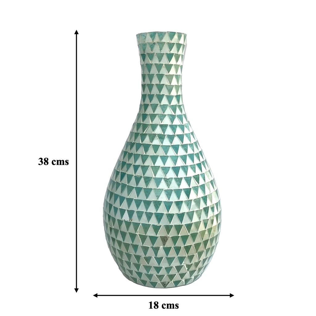 White Blue Wave Mosaic Glass Vase | Casa Kriti