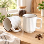 White Ceramic Coffee Mug Pair