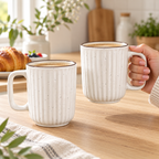 White Ceramic Coffee Mug Pair