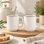 White Ceramic Coffee Mug Pair