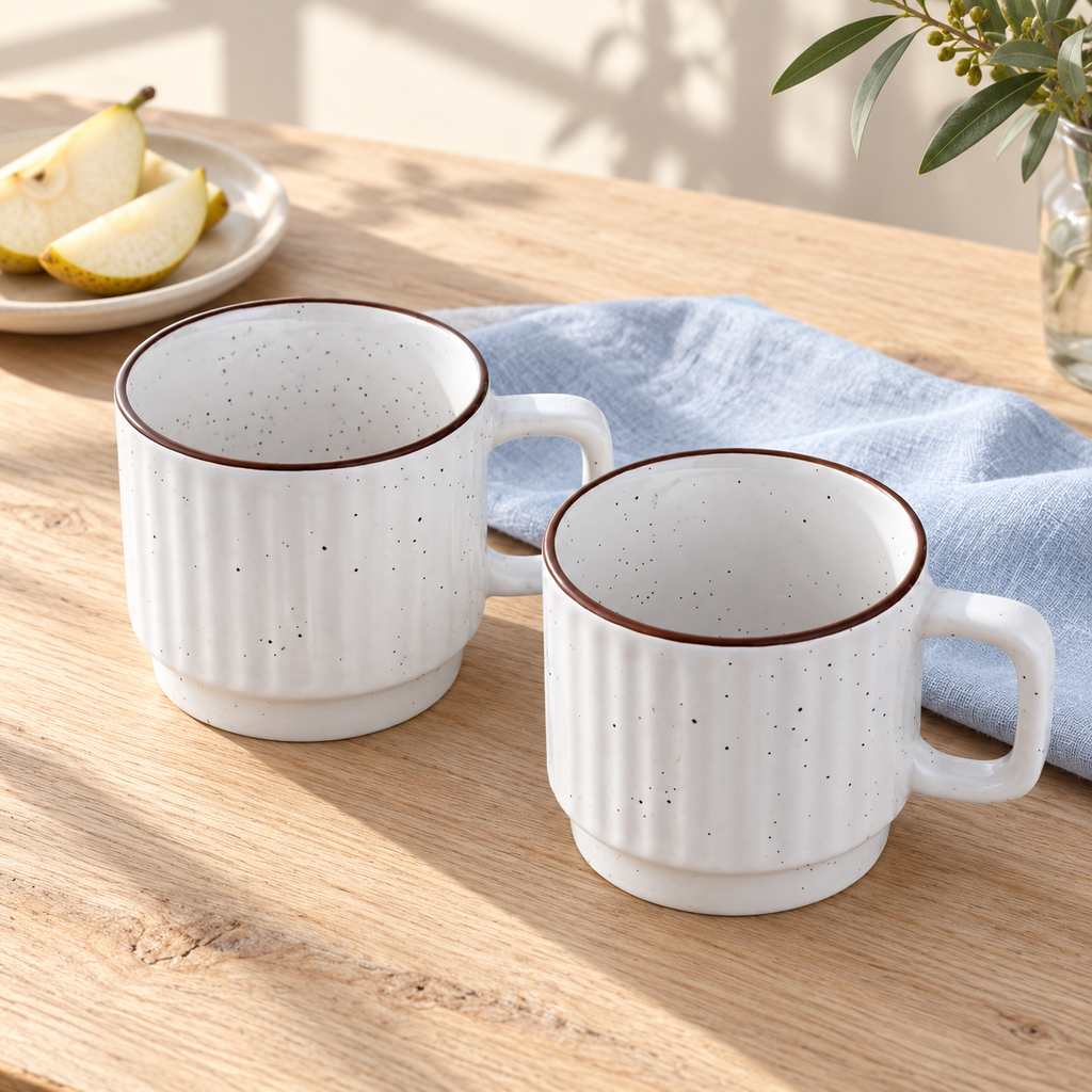 White Ceramic Cups Pair