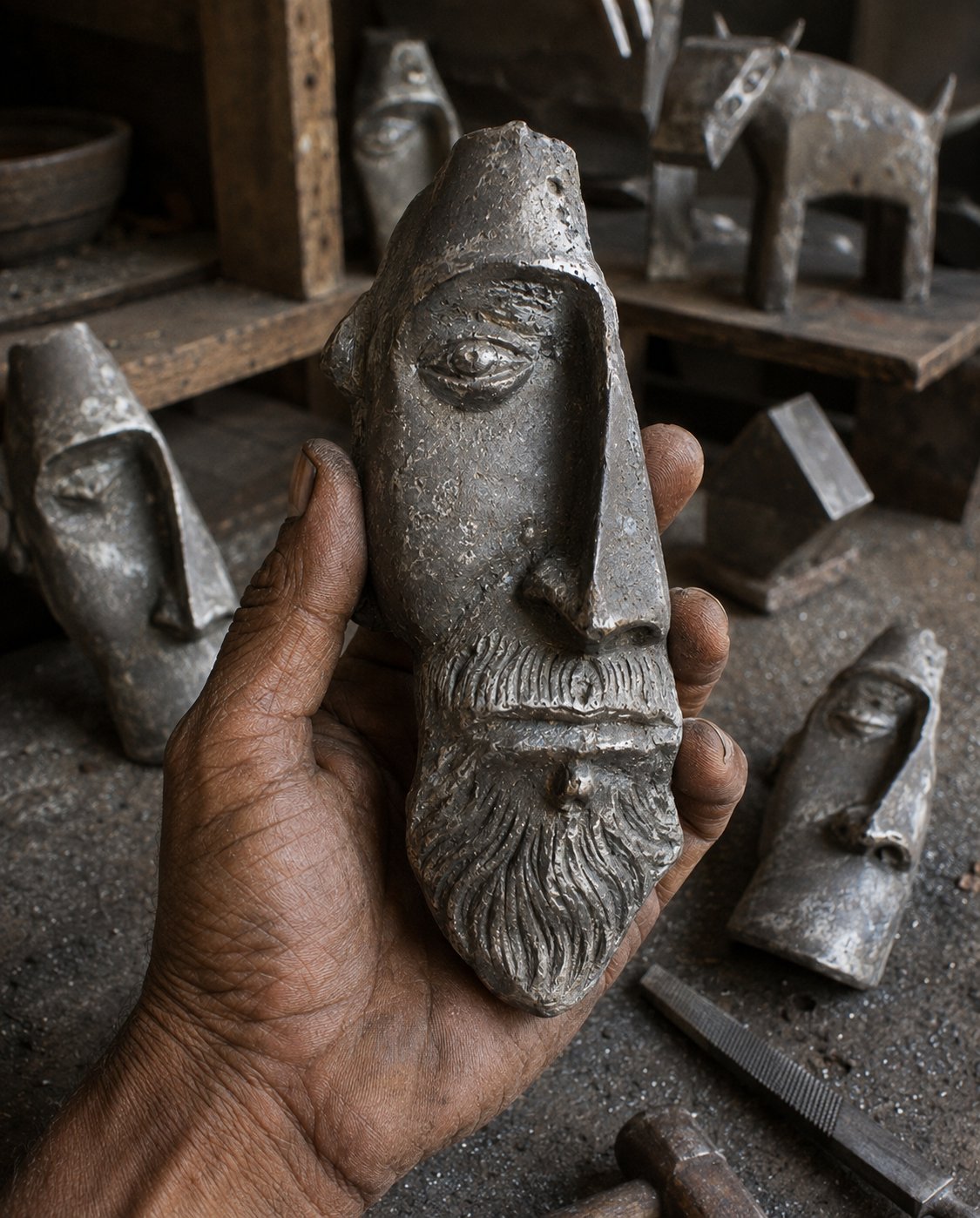 Indian artisan crafting home décor