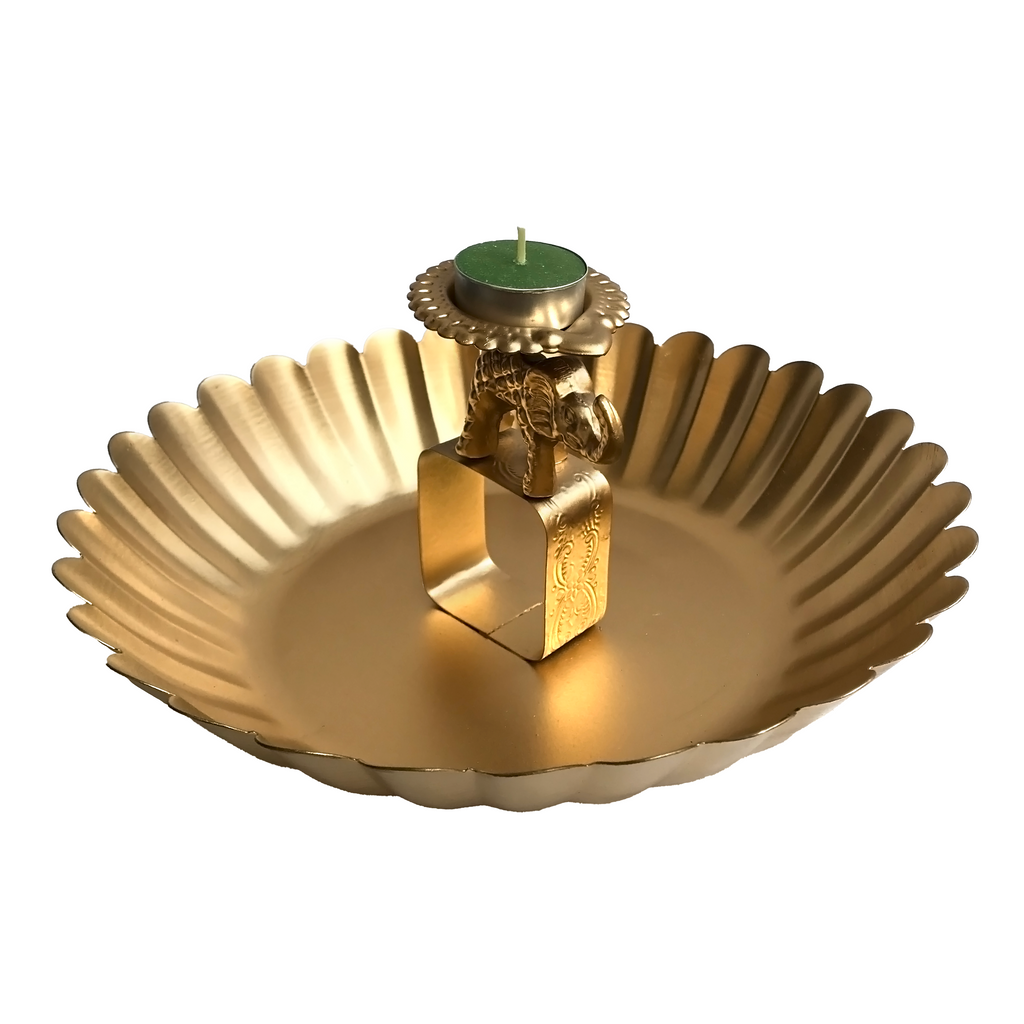 Elephant Crowned Tea Light Urli | Casa Kriti