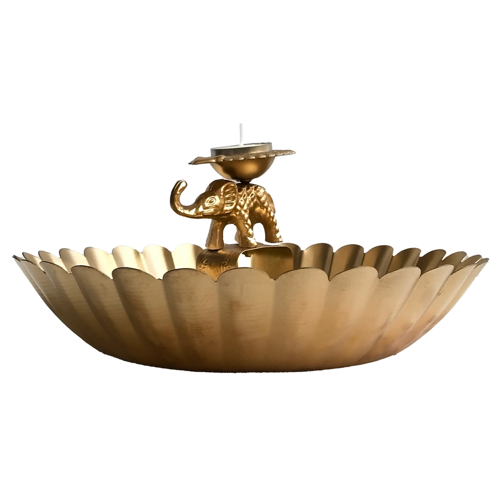 Elephant Crowned Tea Light Urli | Casa Kriti