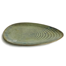 Load image into Gallery viewer, Almond-shaped Green Ceramic Serving Platter by Casa Kriti
