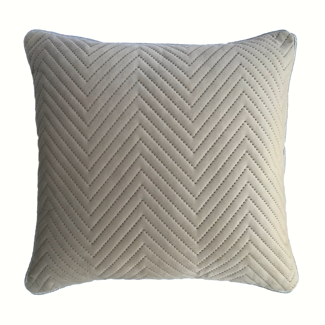 Beige Soft Cotton Velvet Cushion Cover | Casa Kriti