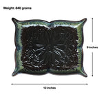 Black Embossing Ceramic Serving Platter by Casa Kriti
